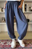The Sunday Morning Stripe Twist Pant Navy Denim